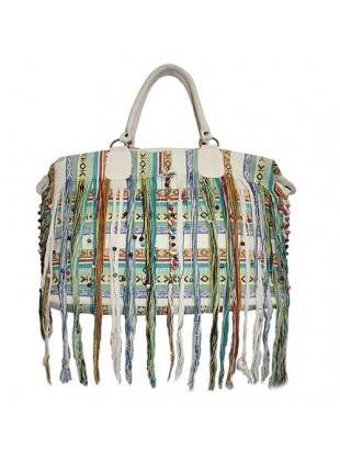 Fringed summer green Shoulders Bag